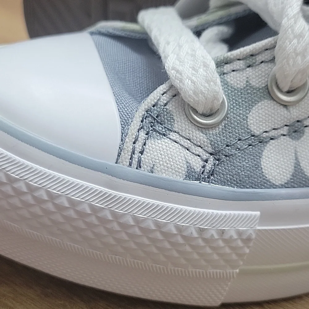 Converse White and Gray Floral High-Tops